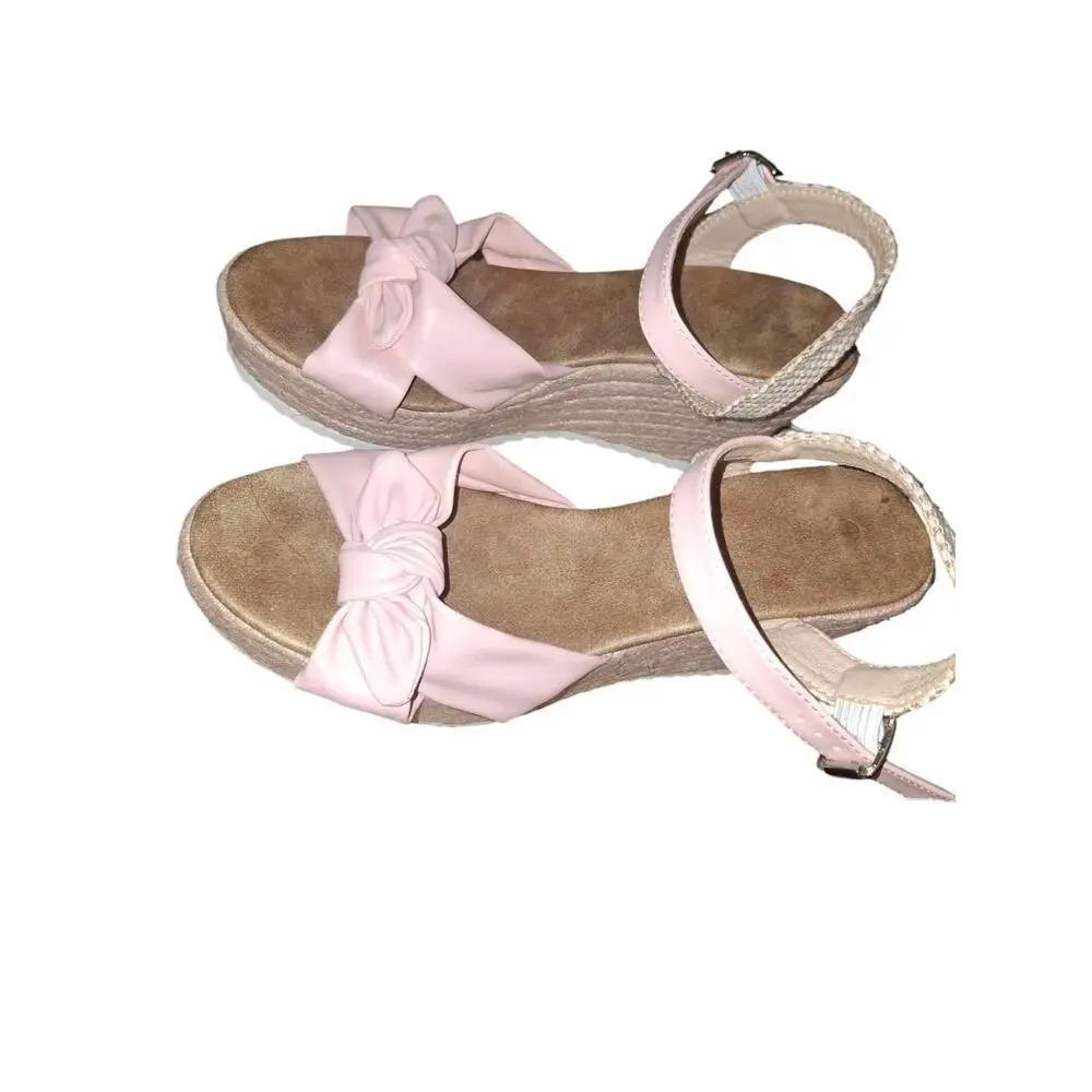 Petal Pink Burlap Wedge Sandal Size 9 Easter Spring 2025 40 - Picture 6 of 8